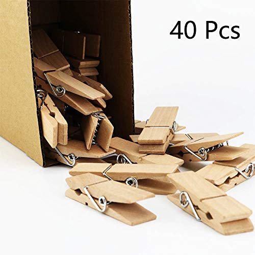 EasyBravo - Pinzas para Ropa (40 Unidades, Madera, 7,2 cm de Largo, 1,8 cm de Ancho, Resistentes y Resistentes)
