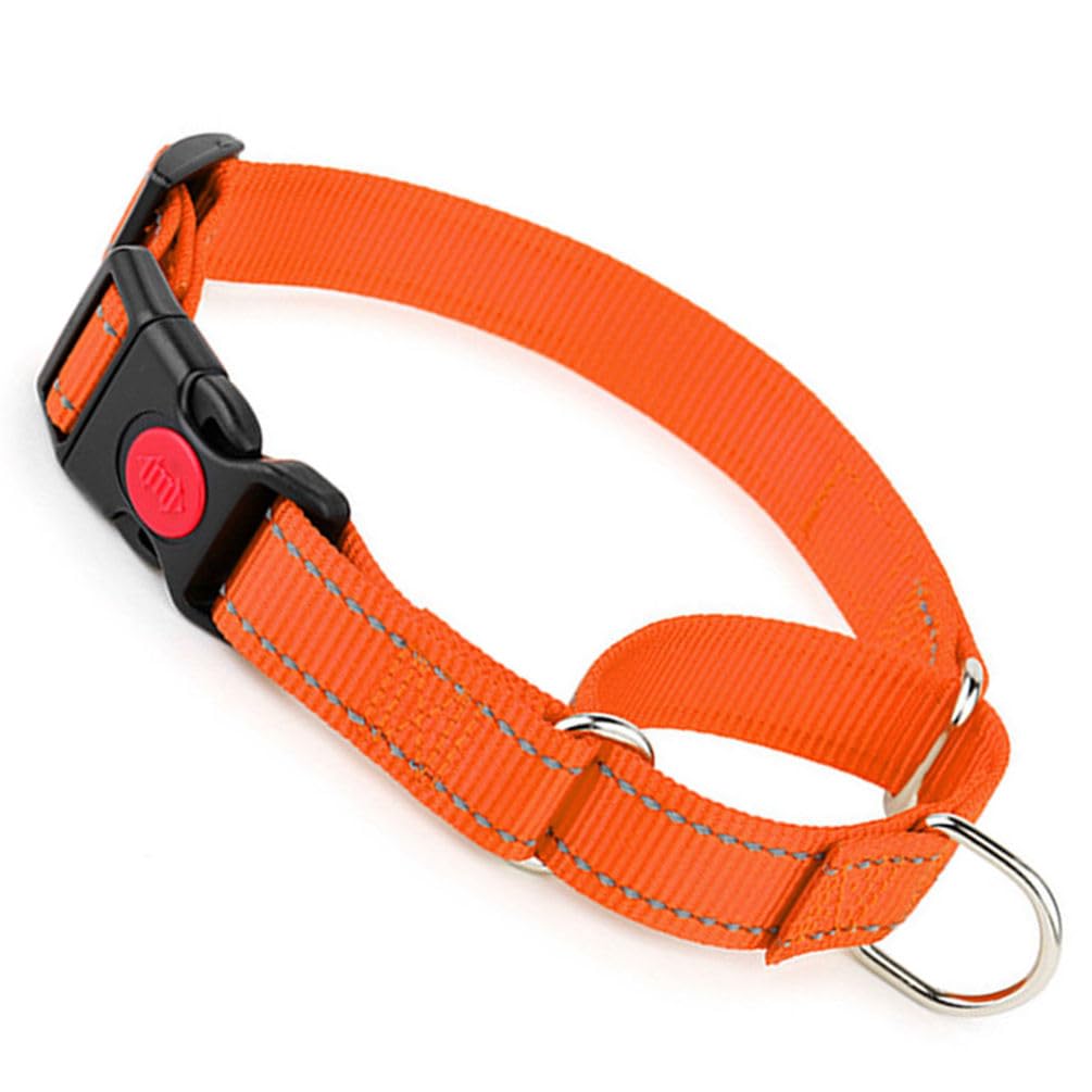Martingale Collar For Dogs, Reflective Escape Proof Training Dog Collars With Quick Release Buckle No Slip Soft Nylon Martingale Dog Collar For Small Medium Large Pets (Orange, S)