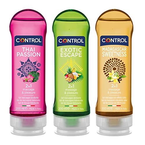 Control Mix Cofanetto 3 Gel 2In1 Lubrificanti per Massaggi - 100% Made in Italy - 600 ml