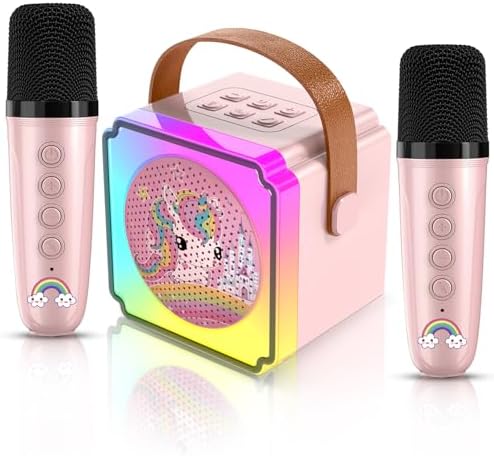 Toys for Girls Karaoke Machine for Kids, Mini Karaoke Machine Kids Toys 3 4 5 6 7 8 9 10 12+, Girl Toys Age 4-5, Princess Toys Birthday Gifts for Girls Boys Party (Pink 2 Mics)