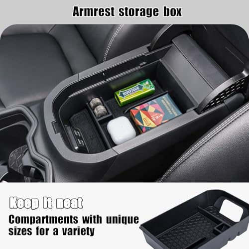 image for Neepiar 3PCS Center Console Organizer Tray and Armrest Storage Box Com