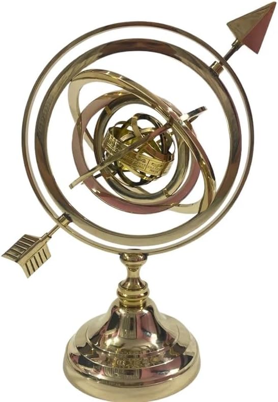 Brass Armillary Sphere Globe with Arrow, Nautical Maritime Astrolabe Globe, Home & Office Table Décor