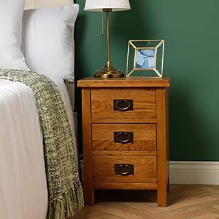 Furniture Octopus Baysdale 3 Drawer Rustic Oak Bedside Table/Cabinet