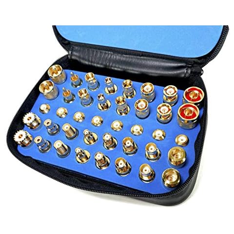GIZWIZ RF Coaxial Universal Testing Adapter Connector Kit Gold Plating N F RCA TNC SMA BNC UHF Mini-UHF 40pcs Cover