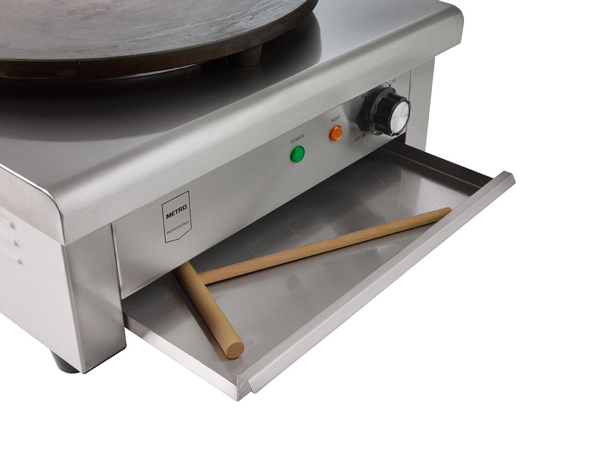 METRO Professional Appareil à crêpes GCP1040, Acier Inoxydable/Fonte,47x45x24 cm, Ø plaque 40 cm, 3000 W