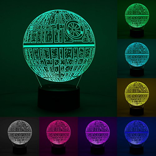 image for NewHiya 3D Night Light for Kids and Star Wars Fans, 3 Patterns and 16 