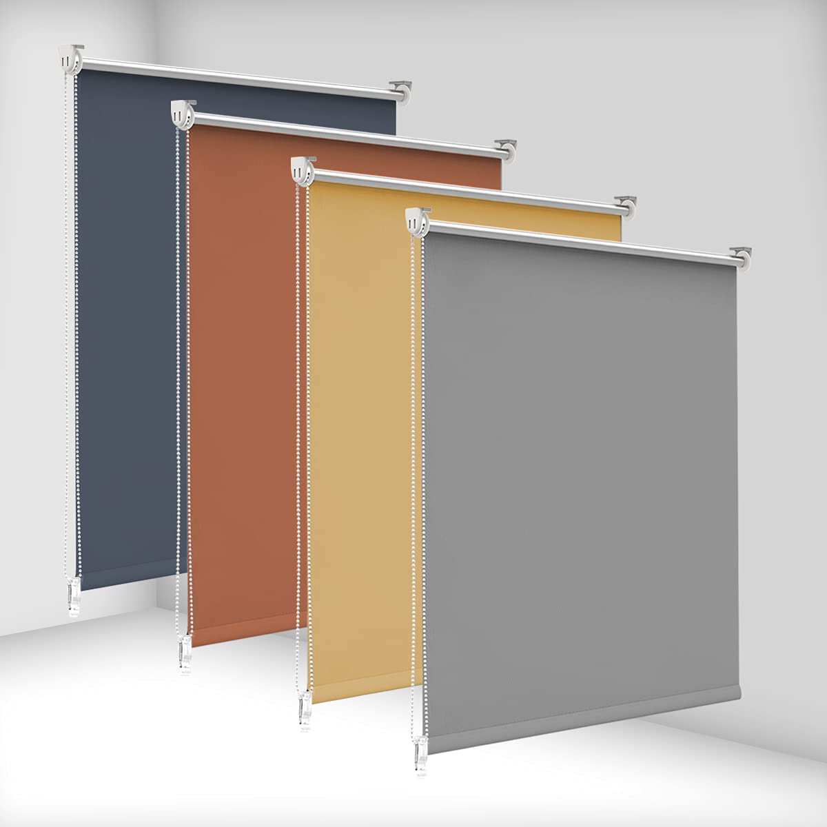 bobodeco Verdunklungsrollo ohne Bohren & mit Bohren, Verdunkelungsrollo Klemmfix, Hellgrau B55x H120cm (Stoffbreite 55cm), Thermorollo Sichtschutz und Sonnenchutz, Rollos für Fenster & Tür