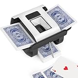 Automatic Card Shuffler Machine - 1-2 Decks, Low Noise Electric Shuffler with Rechargeable Battery, Fast & Smooth Shuffling for Poker, UNO, Blackjack, Skip-Bo, Phase 10, Standard & Sleeved Cards