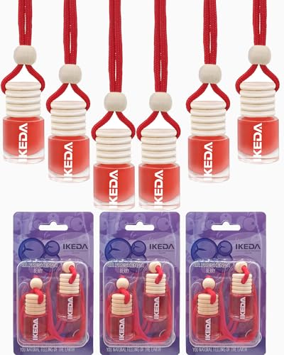 Image of ikeda fragrance Car Air Freshener 4ml Car Scents | 6pcs 45-Days Keep Fragrance | Automotive Hanging Diffuser Bottles | Remove Auto Odor Long-Lasting Fresh Air for Home Deodorize (Berry 6pcs)