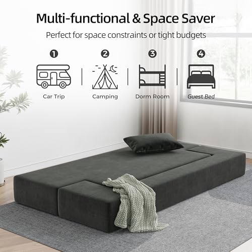 Luoxiao Folding Futon Sofa Bed 2-in-1 Convertible Floor Couch の商品画像 6