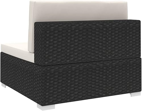Miniatura 5 de Sectional Middle Seat with Cushions Poly Rattan Black Backyard Chairs Outdoor Chairs Sillas para Comedor Garden Chair for Courtyard Terrace Study