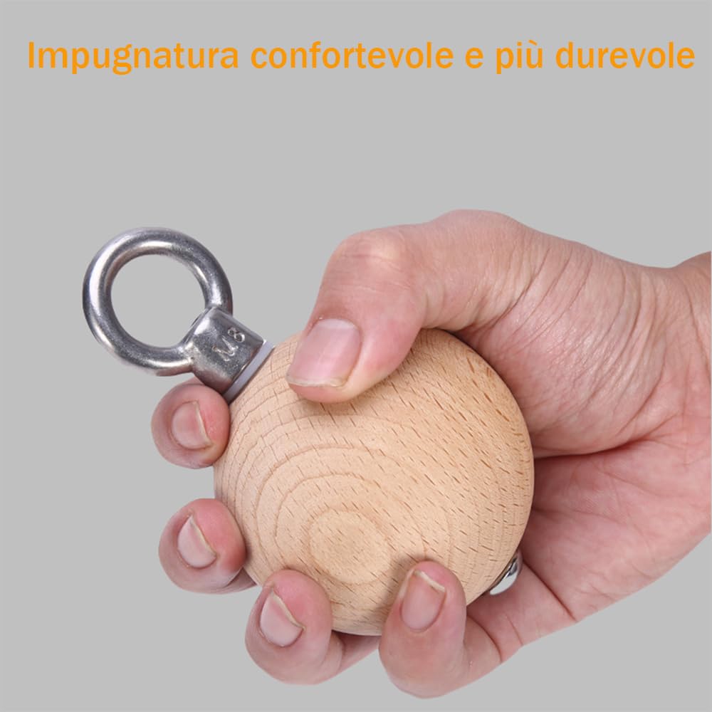 Maniglie per Trazioni con Sfere in Legno, Set di Appigli per Arrampicata, Allenatore di Forza Braccia e Presa, Fasce di Resistenza per Palestra Casa, Fitness e Riabilitazione
