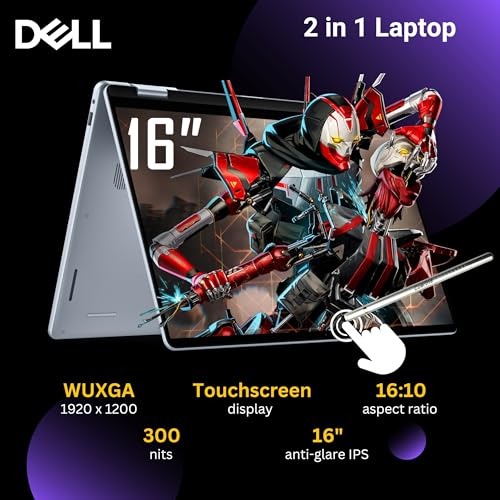 Image of Dell 16 Plus 2-in-1 Laptop, 16 inch 1920 x 1200 Touchscreen, Core Ultra 7 256V(>i9-13900H), AI Ready, Copilot, Backlit Keyboard, 1080p Webcam, Wi-Fi 7, Windows 11 Home, Ice Blue(16GB DDR5 RAM | 1TB SSD)