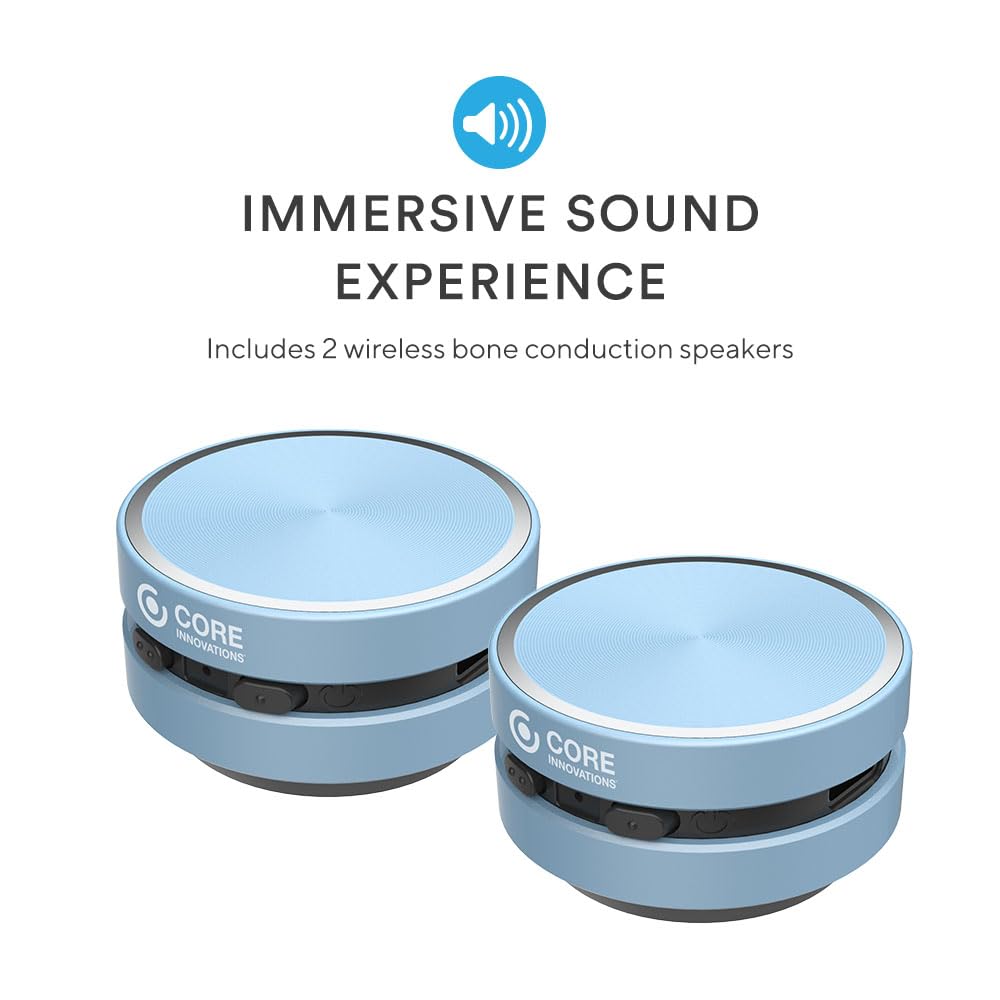 Pacchetto Home Theater con proiettore, schermo da 120 pollici e due mini altoparlanti istantanei a conduzione ossea wireless Bluetooth, blu mare
