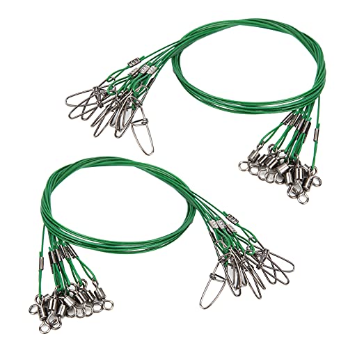 Gavigain Fishing Wire Leader Line,Stainless Steel Fishing Line Wire Leader with Rolling Anti Bite eavy Duty Fishing Leader Line for Sea Fishing Boat Fishing (Green)