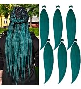 UPruyo Teal Green Braiding Hair Pre Stretched Prestretched Braiding Hair 26 Inch Kanekalo Braidin...