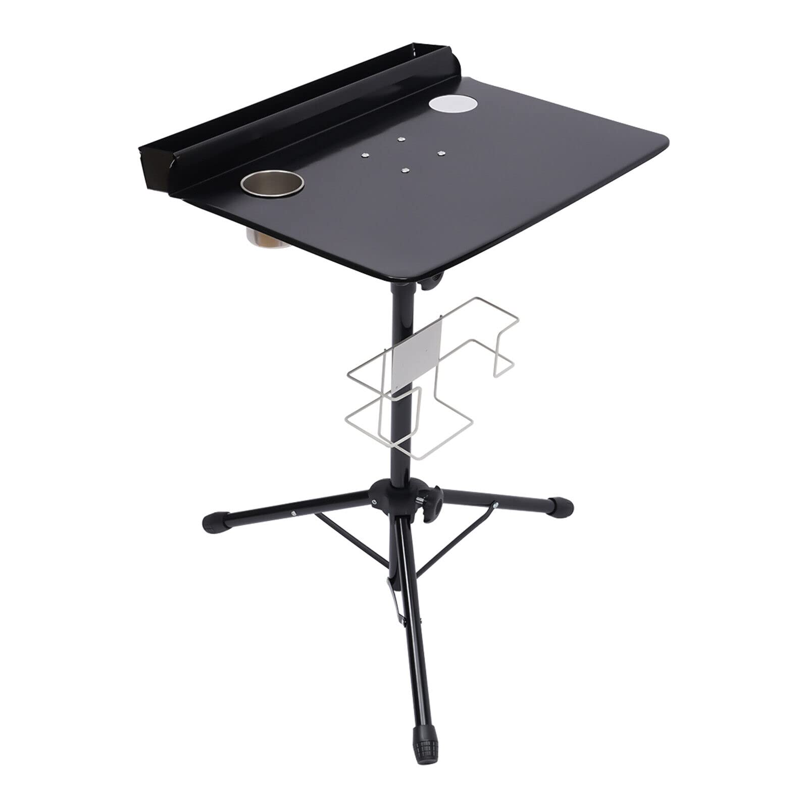 Xuthusman Tattoo Table Mobile Workbench, Portable Tattoo Workbench Holder Height Adjustable Tripod Stand Adjustable 61-107cm with a Removable Back Tray Black for Beauty Salon(Tattoo Workstation 1)