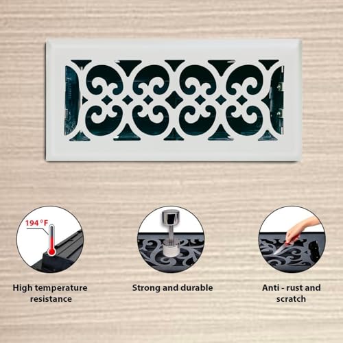 Sierra Grates 4" x 10" Floral Design Floor Register in Metallic Bronze Finish - Vent Covers for Home Floor- Decorative Air Vent Covers- 4” x 10” (Duct Opening)- Case of 5 by Sierra Grates - Image 5