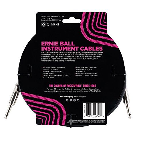 CABO P/INSTRUMENTO 10 (3,04 METROS) RETO/RETO PRETO P06048 ERNIE BALL