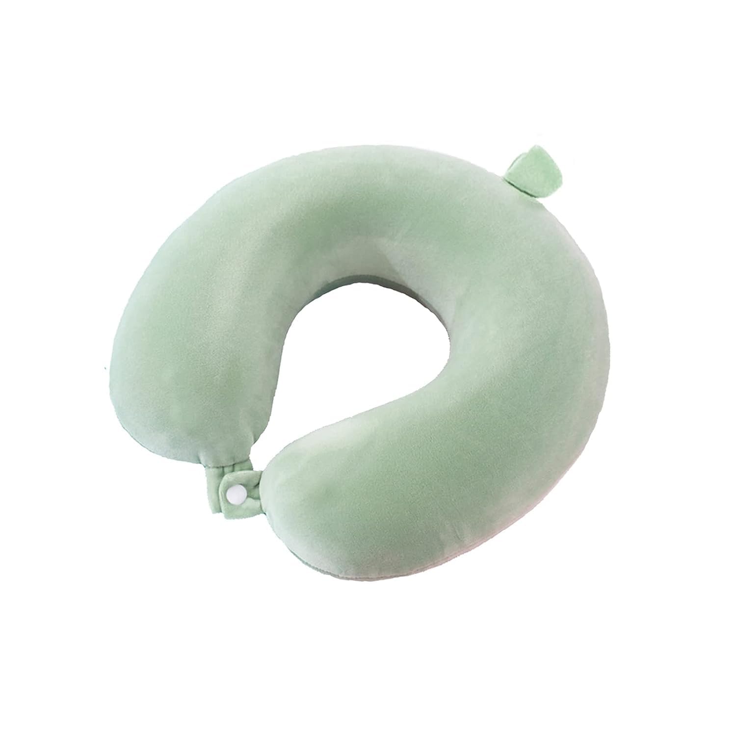 Memory Foam Travel Pillow,Neck Pillow for Traveling ,Head Neck Support Airplane Pillow for Traveling, Car, Home, Office, Travel Neck Pillow with Attachable Snap Strap Soft Washable Cover(Light Green)