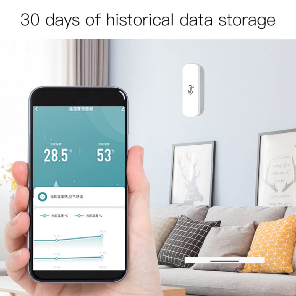 für Tuya WiFi Thermometer Hygrometer Innenraum Thermometer WiFi Temperatursensor Thermo-Hygrometer mit App-Benachrichtigung und Datenspeicherung (WIFI) 4 Stück