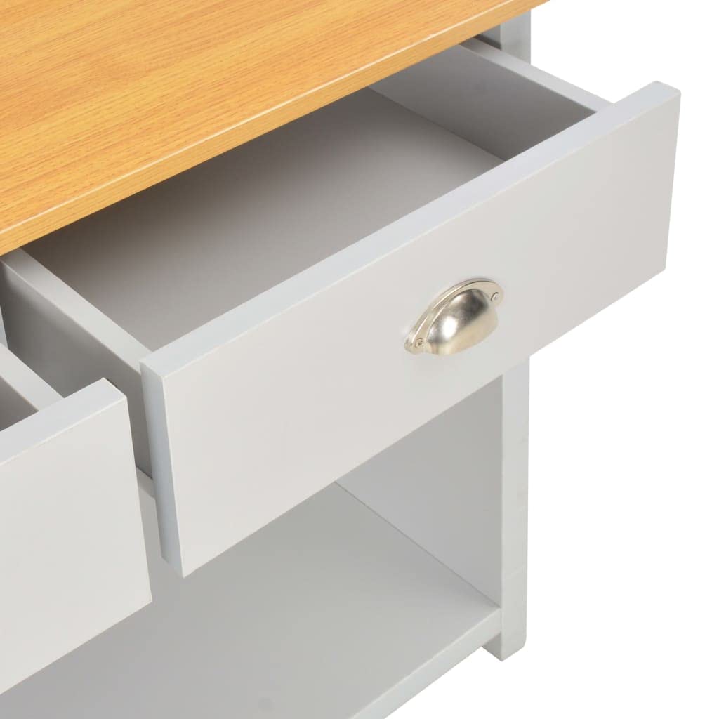 Mesa Consola Gris Mesa Consola Clásica de Madera con Cajones y Estante para Decoración 97x35x76 cm