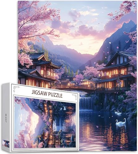 Puzzle 5000 Piezas Adultos, Japón Puzzle Paisaje Patrón Diseño, 156x105cm Gran Formato HD Color Jigsaw Adultos, DIY Artesanía con Embalaje de Caja de Regalo, Home Room Wall Decor Regalo Mujer,Model631