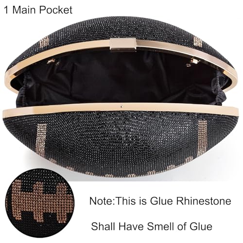 Image of Women Rhinestone Football Shaped Handbag Chain Crossbody Shoulder Bag Football Purse | Rugby, Unique, Novelty, Football
