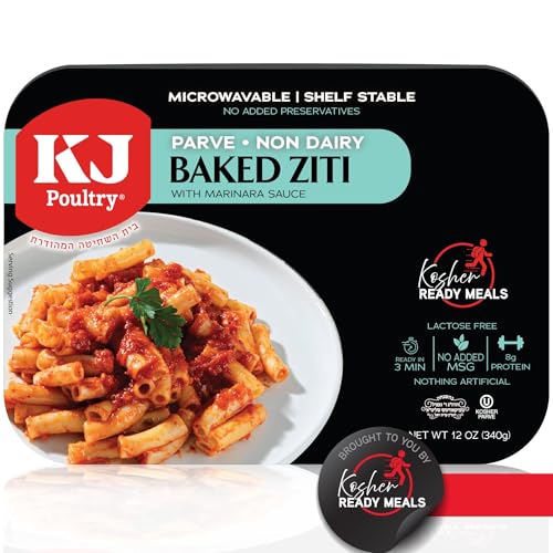 KJ Poultry Kosher Parve Ready Meals - Baked Ziti, MRE Meals Ready to Eat, Halal...