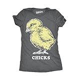 Funny Easter Chick T-Shirt for Women – Vintage-Style Cute Chick Graphic Tee – Soft Cotton Retro Holiday Shirt for Casual Spring Outfits and Egg Hunt Dark Heather Grey