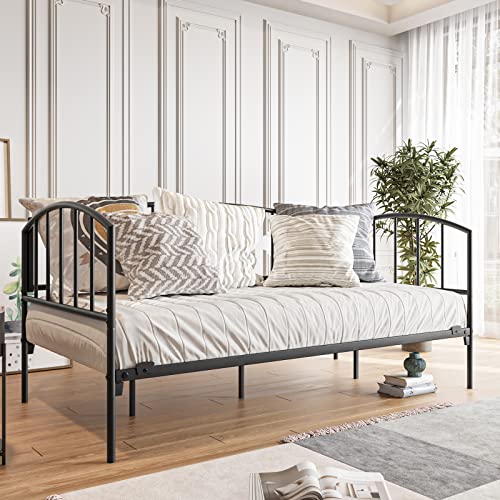 Mikibama Metal Daybed Twin Size Industrial Day Bed Frames Space Saving Arched Guest Daybeds for Living Room Small Space (Black) Mikibama Metal Daybed Twin Size Industrial Day Bed Frames Space Saving Arched Guest Daybeds for Living Room Small Space (Black)