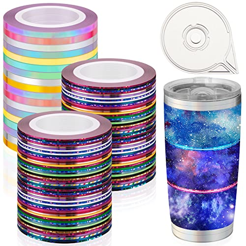138 Rolls Nail Art Striping Tape Lines Line Striping Tape Holographic Pinstripe Decals 1 Mm 3 Mm Glitter Pinstripe Tape Self Adhesive Striping Tape With Dispenser Case For Diy Nail Decoration Craft #TOP17