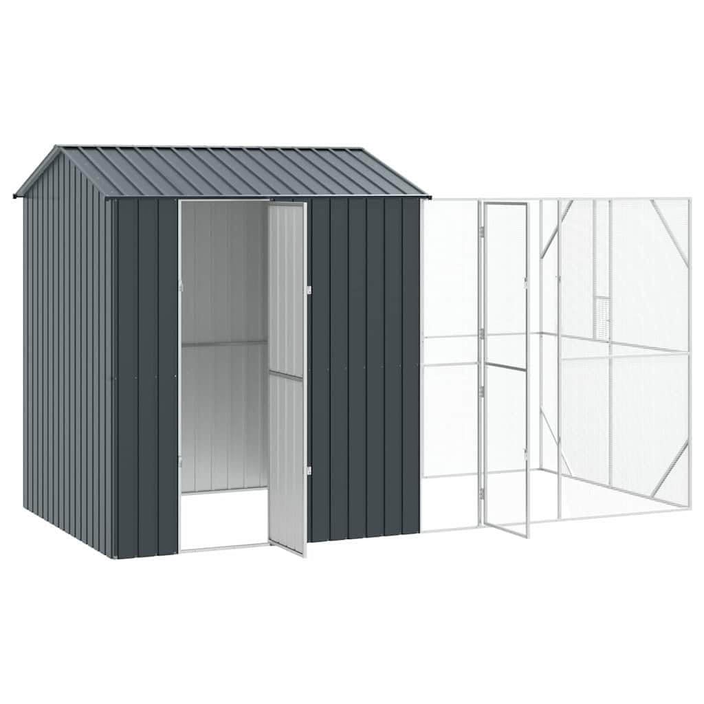 Vogelkäfig Anthrazit 418 x 210 x 247 cm Verzinkter Stahl,Tier- & Haustierbedarf,Haustierbedarf,Vogelbedarf,Vogelkäfige & -ständer,Anthrazit,127.35 kg-3325156