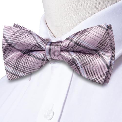 Image of Dubulle Mens Paisley Striped Bowtie Set Pre-tied Bowtie for Men and Pocket Square Set Wedding Business