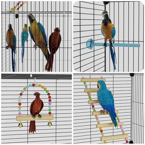 Image of STILLCOVE Medium Flight Bird Cage, with Bowls & Perches & Ladder & Swing