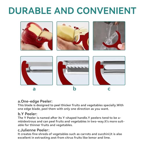 Image of 3-in-1 Electric Peeler | Auto Blade for Fruits /Vegetables | 3 Interchangeable Blades | Type-C Charging,Battery Capacity 1500 mAh | Kitchen, Travel, Camping Red