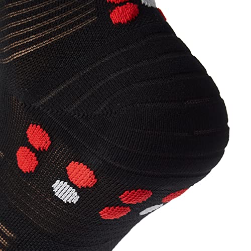 Meia de compressão p/corrida cano médio - Run High V4.0 - COMPRESSPORT (T4, Preto e vermelho)