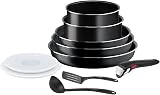 Tefal Ingenio Batterie de cuisine 10 pièces, Poêles, Casseroles, Couvercles, Poignée, Non induction, Revêtement antiadhésif, Empilable, Compatible lave-vaisselle, Fabriqué en France, Easy On L1599902 - 1