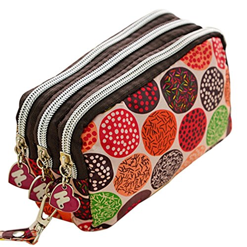 LAAT Mode Imperméable Porte-Monnaie pour Femmes Triple Fermeture à glissière en Cuir Mini Sac de Carte Portefeuille avec Porte-clés Cover