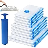 Gaoyong Bolsas de vacío para ropa, 16 bolsas de vacío con bomba de mano (6 x 60×40cm, 6 x 70×50cm, 2 x 80×60cm, 2 x 100×80cm), material PA+PE, reutilizable para ropa, sábanas, almohadas, así como