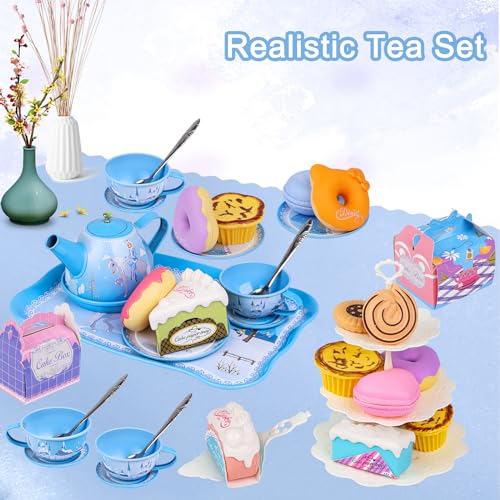 image for PRE-WORLD Tea Party Set for Little Girls, 46Pcs Princess Tea Time Toy 
