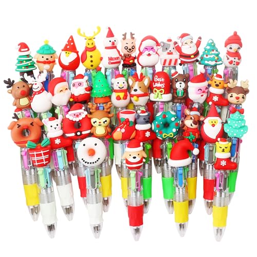 Paquete de 40 bolígrafos multicolor para niños, Navidad, fiestas, cumpleaños, bolígrafos coloridos, gadgets de Navidad para niños, cumpleaños (40)
