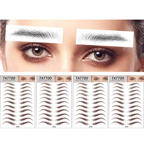 DAGEDA Brown 44 Pairs 4 PC 4D Eyebrow Transfers Stickers, Long Lasting Natural Waterproof Bionic Eyebrow Water Transfer Tattoo Eyebrow Sticker For Woman Man Makeup Tool（#JY16）