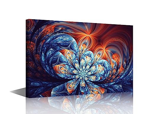 Toile murale abstraite fleurs encadrée et prête à suspendre 61 cm