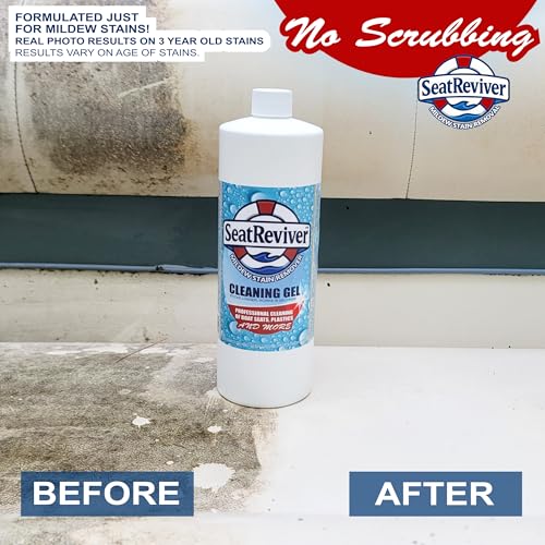 mildew stain remover for boat seats vinyl amp plastic  fast-acting gel formula that sticks longer  no scrub needed  32oz