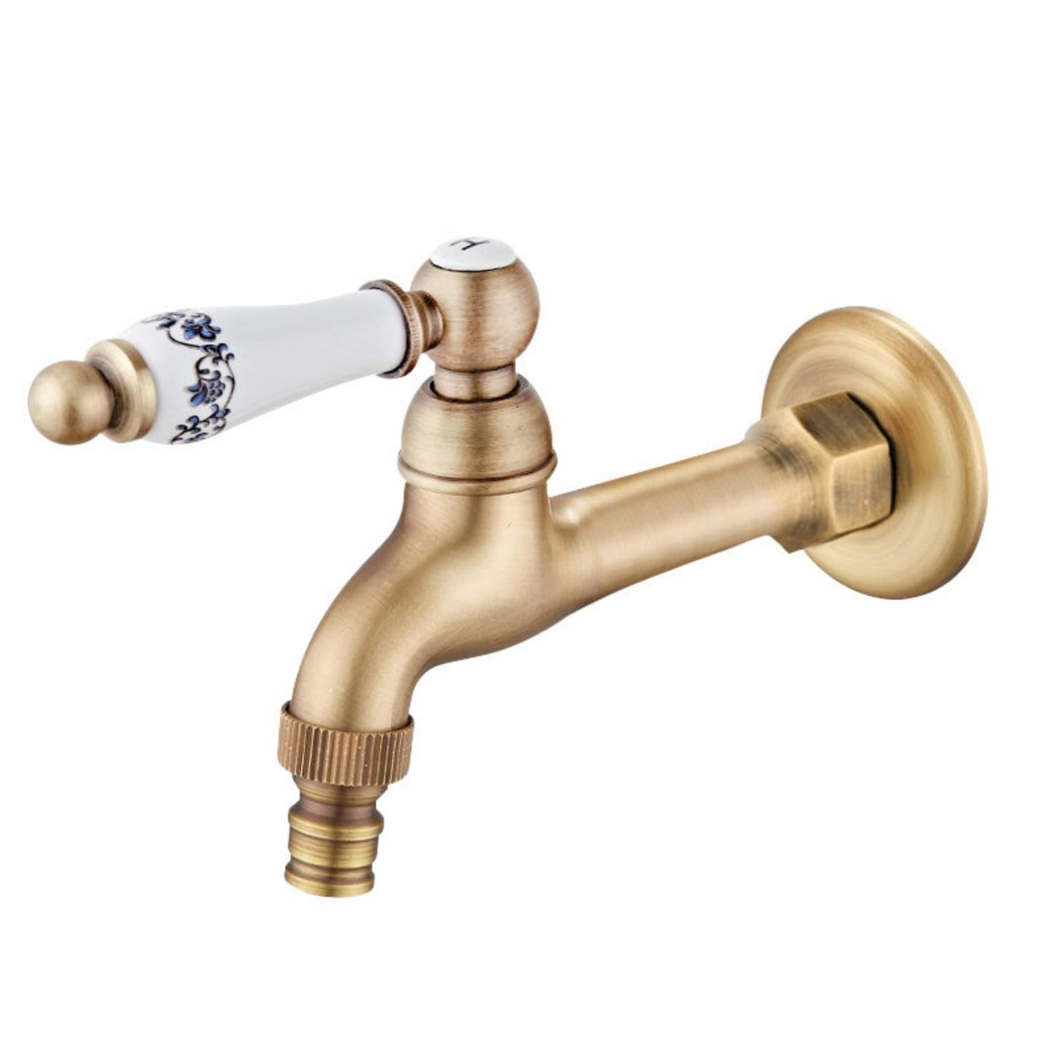Antique Brass Wall-Mounted Faucet Vintage-Inspired Cold-Water Faucet Copper Washing Machine Tap Threaded for Laundry Room, Garden, Antique Ceramic Long|Bathroom Sink Faucets|Home & Garden-picture-15