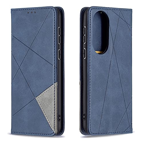 Posanter Funda para Huawei P50, PU Cuero Flip Carcasa Fundas Móvil de Tapa Libro con Cierre Magnético, Tarjetero y Suporte, Capa Plegable Cartera, Flip Phone Cover Case (Azul)