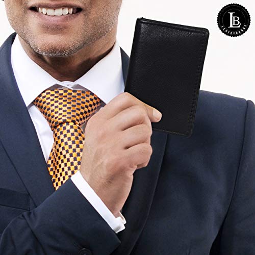 Lb Leatherboss New 100% Leather Bi-Fold Credit Card Holder Black #70 (Black) #TOP5