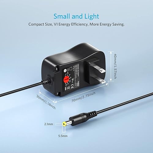 Miniatura 3 de Belker Adaptador de alimentación universal de 36 W, 3 V, 4,5 V, 5 V, 6 V, 7,5 V, 9 V, 12 V, CA, CC, punta USB C para enrutadores electrónicos