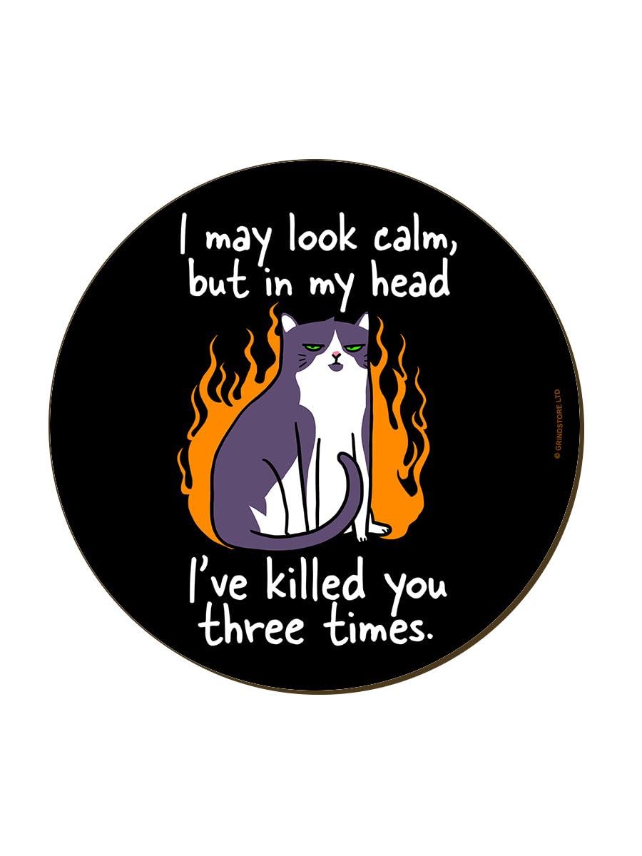 Grindstore Multicolour I May Look Calm...Cat Coaster